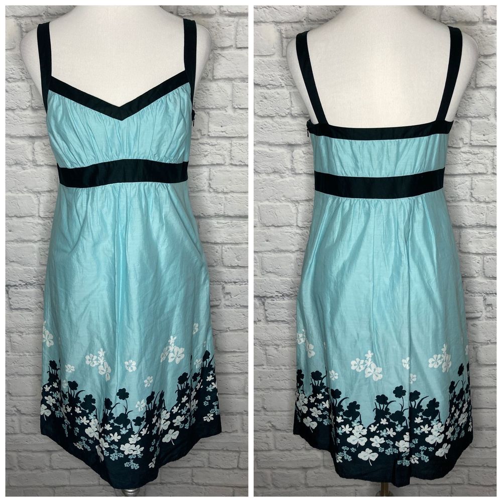 COPY - LOFT Blue Black Floral Babydoll Dress 6